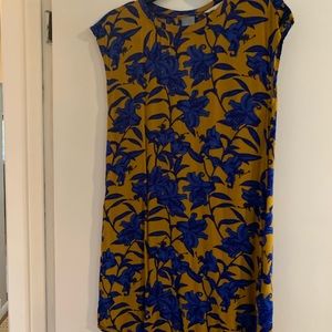 H&M mustard and royal blue dress